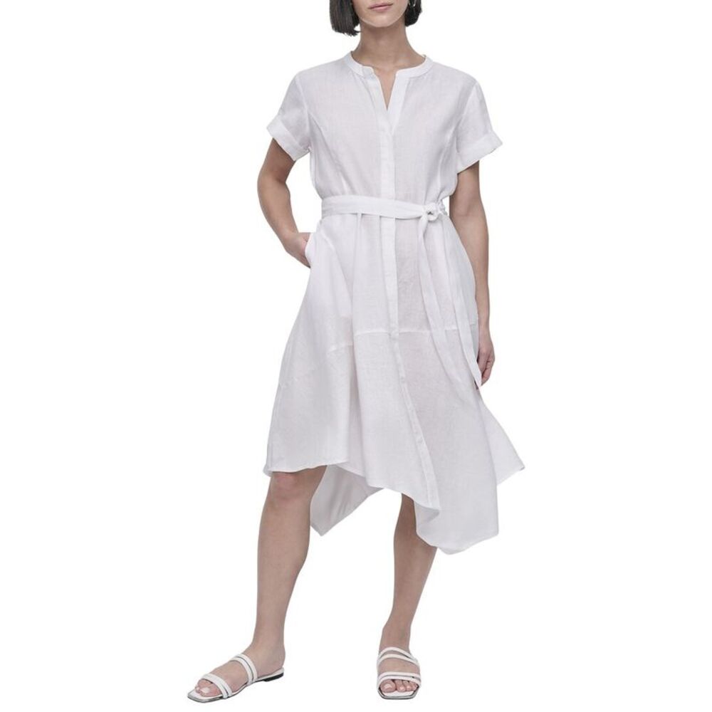 Dkny Womens  Linen Wrap Dress